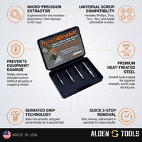 Alden 4507P Grabit® Micro Broken Bolt Extractor 4 Piece Kit