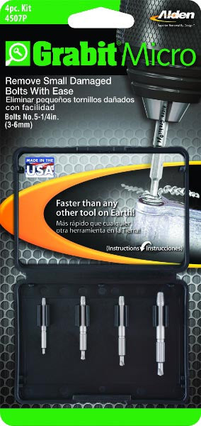 Alden 4507P Grabit® Micro Broken Bolt Extractor 4 Piece Kit Alden 4507P Grabit® Micro Broken Bolt Extractor 4 Piece Kit