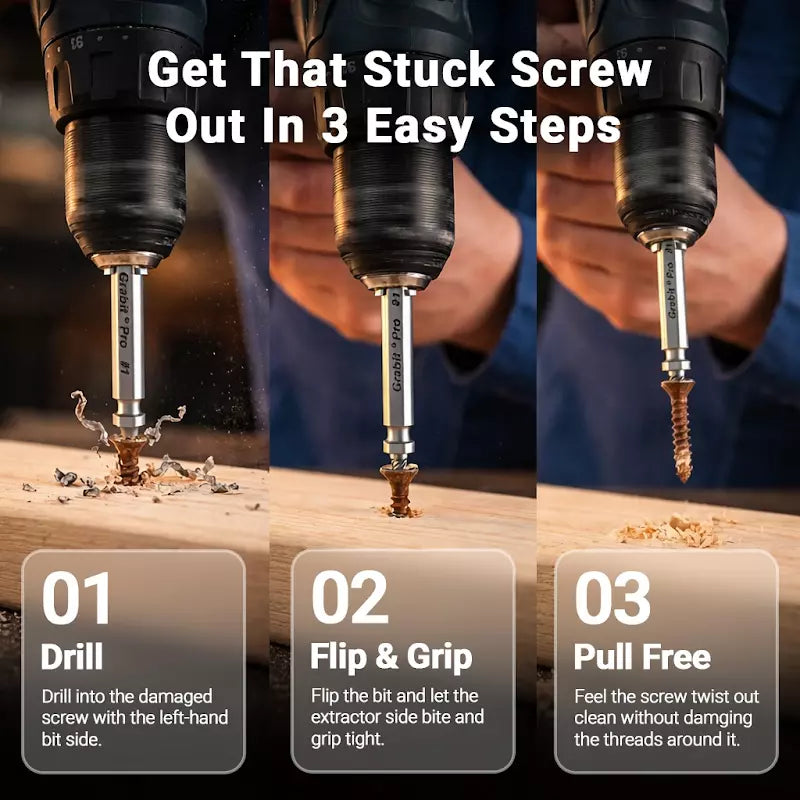 Alden 8440P Grabit® Pro Broken Bolt & Damaged Screw Extractor 4 Piece Kit